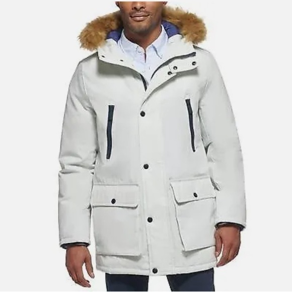 Club Room Other - Men's White Winter Puffer Parka Snow Jacket Faux Fur Hood Outdoor Ultra Loft XL